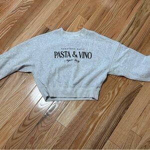 Gray Cropped Sweatshirt with Black Text